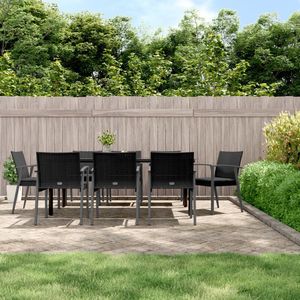 VidaXL 9-delige Tuinset met Kussens - Poly Rattan en Staal