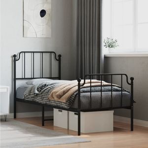 vidaXL-Bedframe-met-hoofd--en-voeteneinde metaal-zwart-80x200-cm