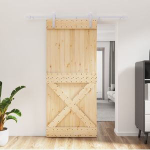 vidaXL Schuifdeur met beslag 90x210 cm massief grenenhout