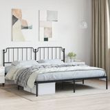 vidaXL Bedframe met hoofdbord metaal zwart 200x200 cm