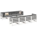 vidaXL 9-delige Loungeset massief grenenhout wit