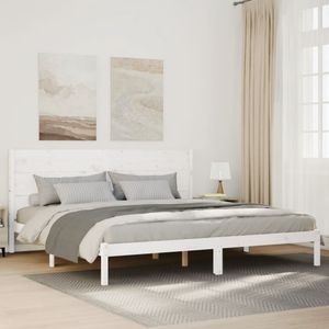 vidaXL Bedframe extra lang zonder matras massief hout wit 200x220 cm