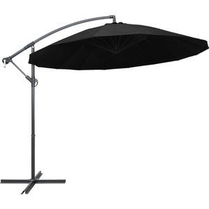 vidaXL Zweefparasol met aluminium paal 3 m zwart