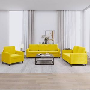 vidaXL 3-delige Loungeset fluweel geel