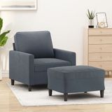 vidaXL Fauteuil met voetenbank 60 cm fluweel donkergrijs