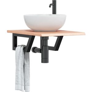 vidaXL Badkamer wandschap staal en massief eikenhout