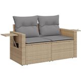 vidaXL 6-delige Loungeset met kussens poly rattan beige