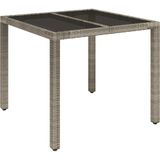 vidaXL 3-delige Tuinset met kussens poly rattan grijs