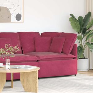 vidaXL Modulaire hoekmodule bank met kussens 100 cm wijnrood