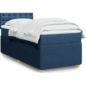 vidaXL Boxspring met matras stof blauw 90x190 cm