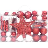 vidaXL 108-delige Kerstballenset rood en wit