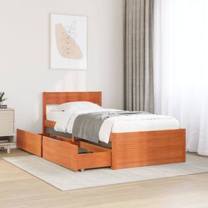 vidaXL Bedframe zonder matras massief grenenhout wasbruin 90x190 cm