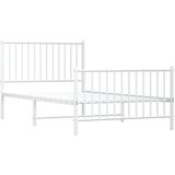 VidaXL Bedframe Metaal Wit 100x190 cm - Hoofd- en Voeteneinde