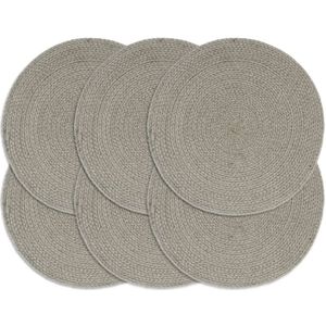 vidaXL-Placemats-6-st-rond-38-cm-katoen-effen-grijs