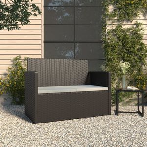 vidaXL Tuinbank met kussens 105 cm poly rattan zwart