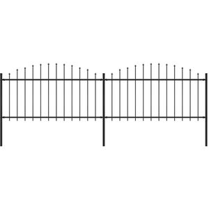 vidaXL Tuinhek met speren bovenkant (1,25-1,5)x3,4 m staal zwart