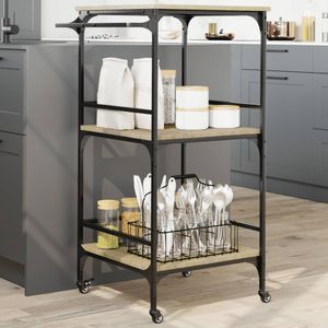 vidaXL Keukentrolley 60,5x50x105 cm bewerkt hout sonoma eikenkleurig