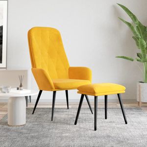 vidaXL Relaxstoel met voetenbank fluweel mosterdgeel
