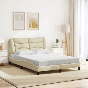 vidaXL Bedframe zonder matras stof crèmekleurig 140x190 cm