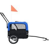 vidaXL Fietstrailer en kinderwagen 2-in-1 grijs en blauw