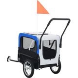 vidaXL Fietstrailer en kinderwagen 2-in-1 grijs en blauw