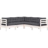 VidaXL-5-delige-Loungeset-met-kussens-massief-grenenhout-wit