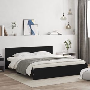 vidaXL Bedframe met hoofdeinde zwart 180x200 cm