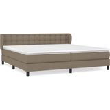 vidaXL Boxspring met matras stof taupe 200x200 cm