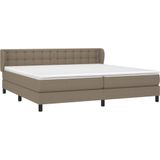 vidaXL Boxspring met matras stof taupe 200x200 cm