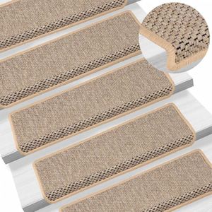 vidaXL-Trapmatten-zelfklevend-15-st-sisal-look-65x21x4-cm-lichtbeige