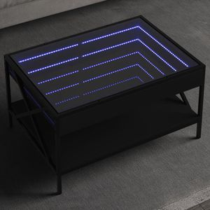 vidaXL Salontafel met Infinity LED 70x50x38 cm zwart