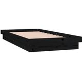 vidaXL Bedframe LED massief hout zwart 90x200 cm