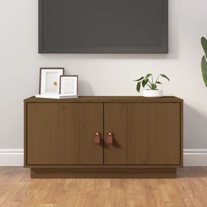 vidaXL Tv-meubel 80x34x40 cm massief grenenhout honingbruin
