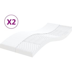 vidaXL-Schuimmatrassen-2-st-7-zones-hardheid-20-ILD-90x200-cm-wit