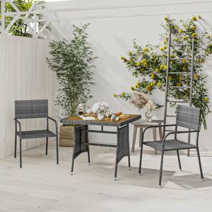 VidaXL 3-delige Tuinset Poly Rattan Grijs