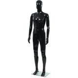 vidaXL Etalagepop mannelijk met glazen voet 185 cm glanzend zwart