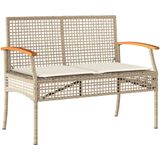 vidaXL 4-delige Loungeset met kussens poly rattan beige