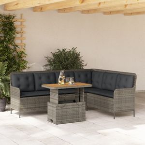 vidaXL 2-delige Loungeset met kussens poly rattan grijs