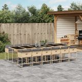 vidaXL 13-delige Tuinset met kussens poly rattan gemengd beige