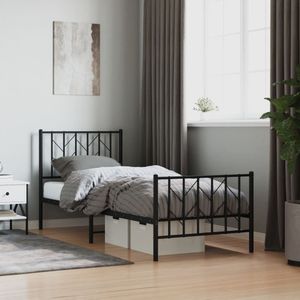 vidaXL Bedframe met hoofd- en voeteneinde metaal zwart 80x200 cm