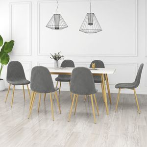 vidaXL - Eetkamerstoelen - 6 - st - fluweel - lichtgrijs