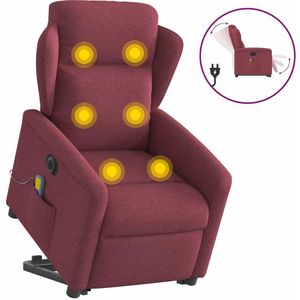 vidaXL Sta-op-massagestoel elektrisch verstelbaar stof wijnrood