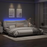 vidaXL Bedframe met LED-verlichting kunstleer wit en zwart 200x200 cm