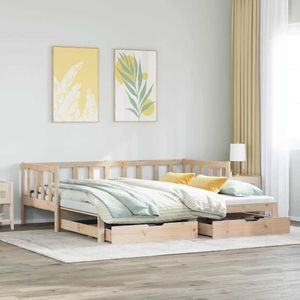 vidaXL Slaapbank met onderschuifbed en lades zonder matras 80x200 cm