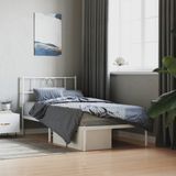 vidaXL Bedframe met hoofdbord metaal wit 90x190 cm