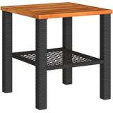 vidaXL Tuintafel 40x40x42 cm poly rattan en acaciahout zwart