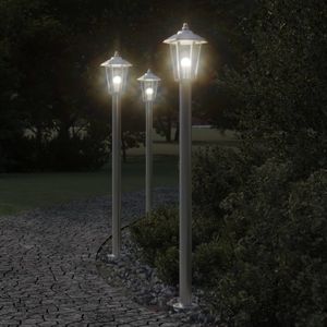 vidaXL Vloerlamp voor buiten 120 cm roestvrijstaal zilverkleurig