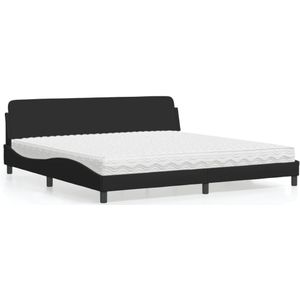 vidaXL Bed met matras stof zwart 200x200 cm