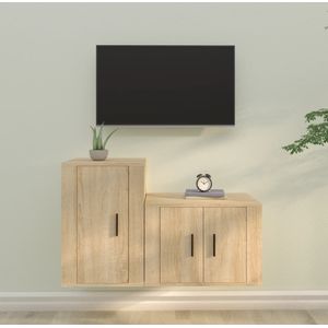 VidaXL Tv-meubelset 2-delig Bewerkt Hout Sonoma Eikenkleurig