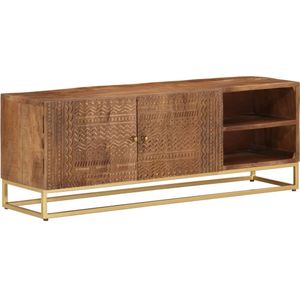 vidaXL - Tv-meubel - 110x30x40 - cm - massief - ruw - mangohout - en - ijzer